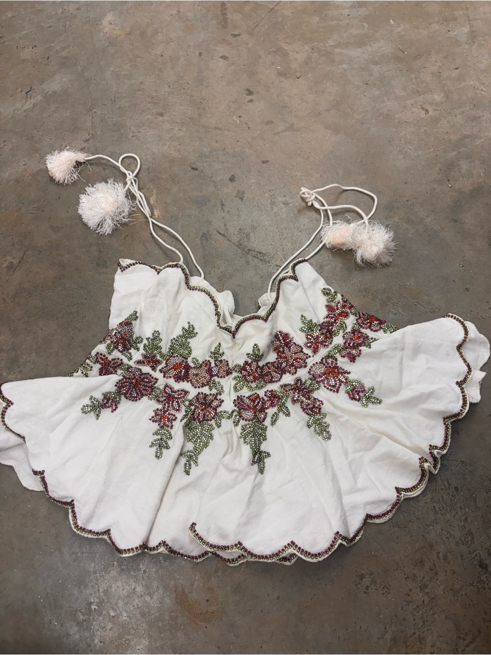 LA FUORI Luxury Floral Rhinestone Embellished Crop Top Cami Womens Small NWT